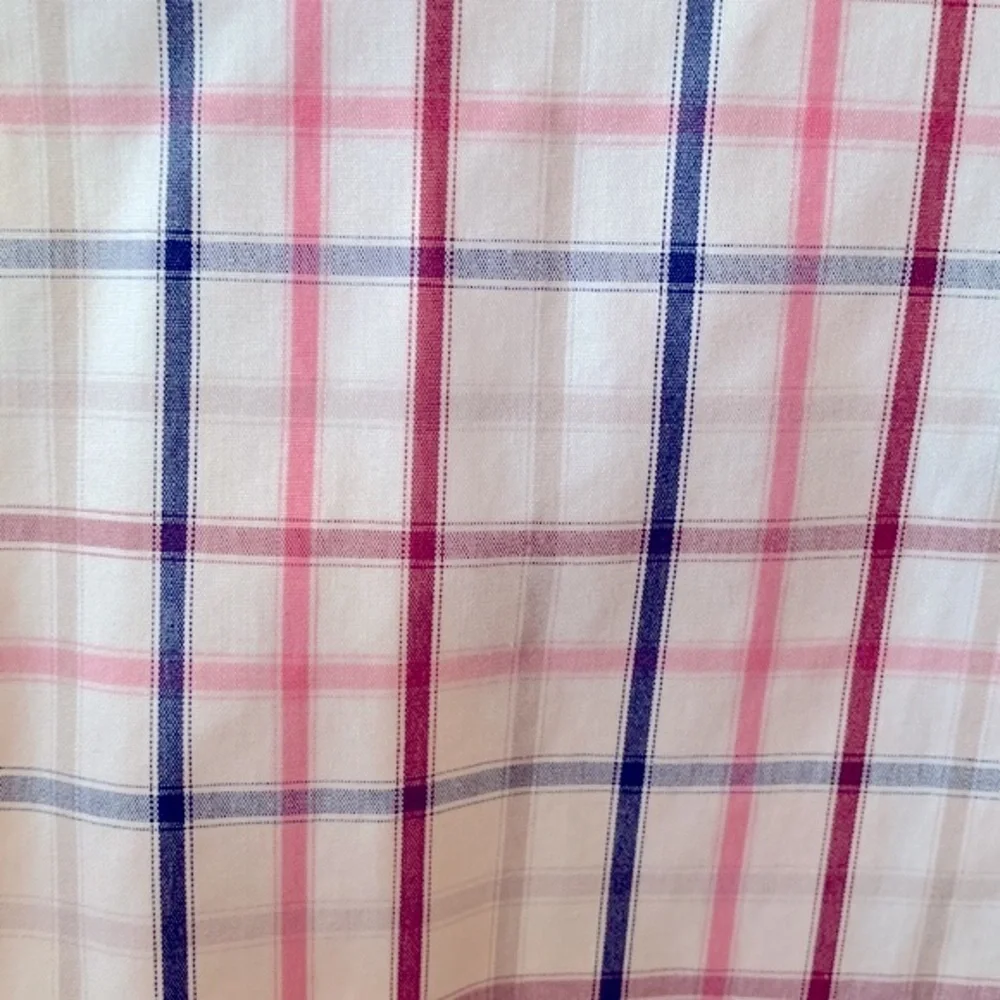 Banana Republic long sleeve button down white blue red plaid shirt men’s Neck 17